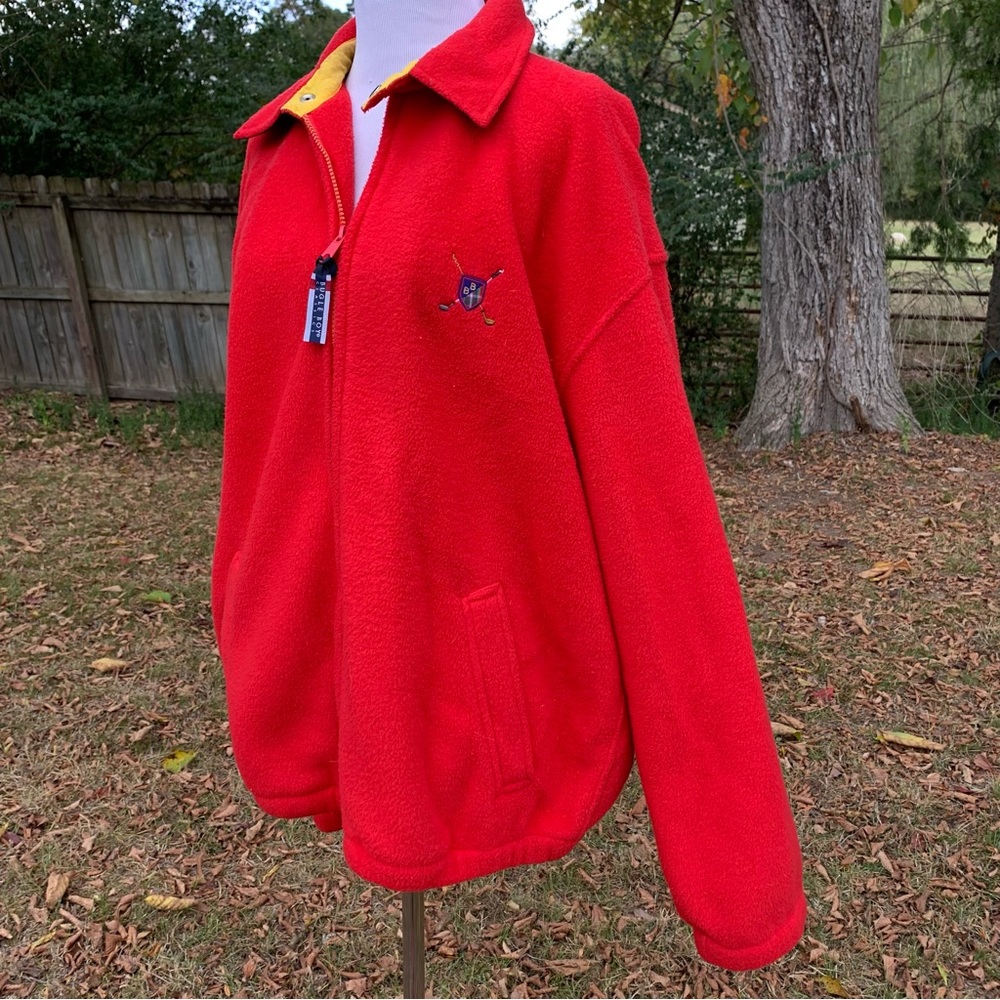 Vintage Bugle Boy Cozy Fleece Full-zip Jacket Unisex Plush Soft! Bright Red